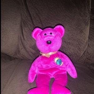 Ty Beanie Baby MILLENIUM Plush Purple Bear